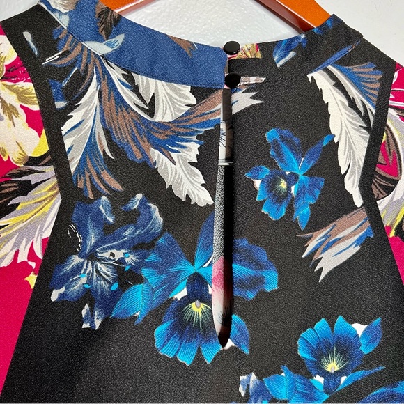 ASOS Womens Color Blocked Hawaiian Geometric Mixed Media Top US Size 6 Pink Blue - Picture 6 of 16